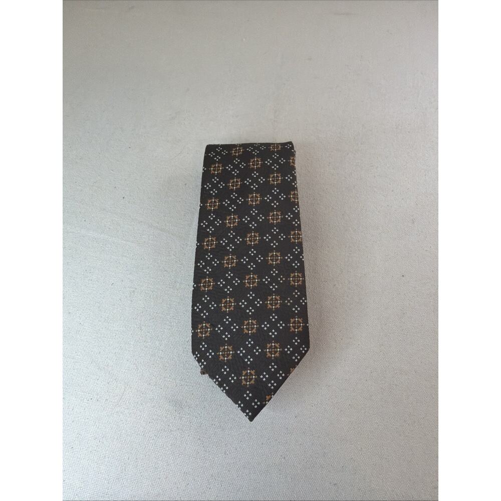 Par Excellence Vintage Tie Brown Geometric Print Polyester